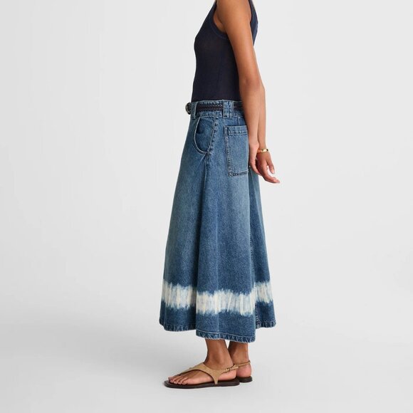 NWT Madewell Shibori Denim A-Line Midi Skirt Size 29 - Picture 3 of 5